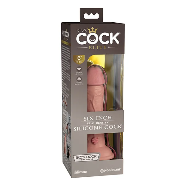 King Cock Elite 6" Dual Density Silicone Cock - Light