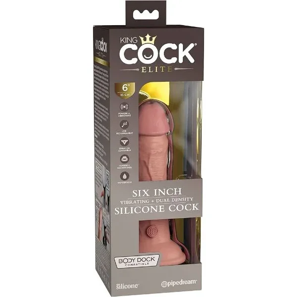 KING COCK ELITE 6″ DUAL DENSITY VIBE COCK LIGHT