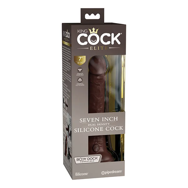 King Cock Elite 7" Dual Density Silicone Cock - Brown