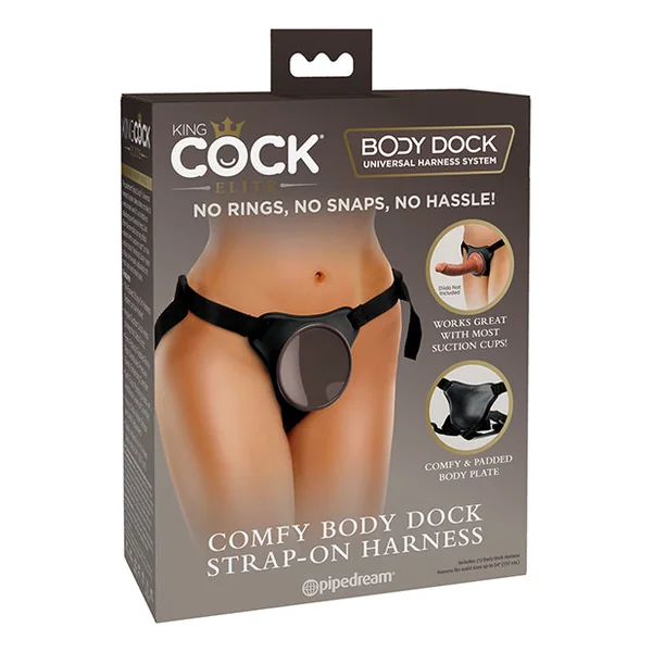 King Cock Elite Comfy Body Dock Strap On Harness - Black