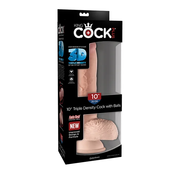 KING COCK PLUS 10 IN TRIPLE DENSITY COCK W/BALLS LIGHT