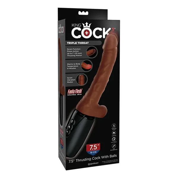 King Cock Plus Thrusting, Warming & Vibrating 7.5″ Triple Threat Dong