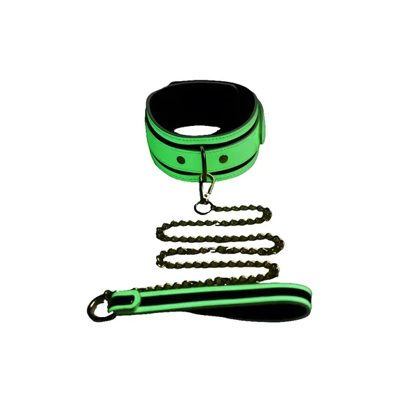 Kink in the Dark Glowing Collar & Lead Flouro Green