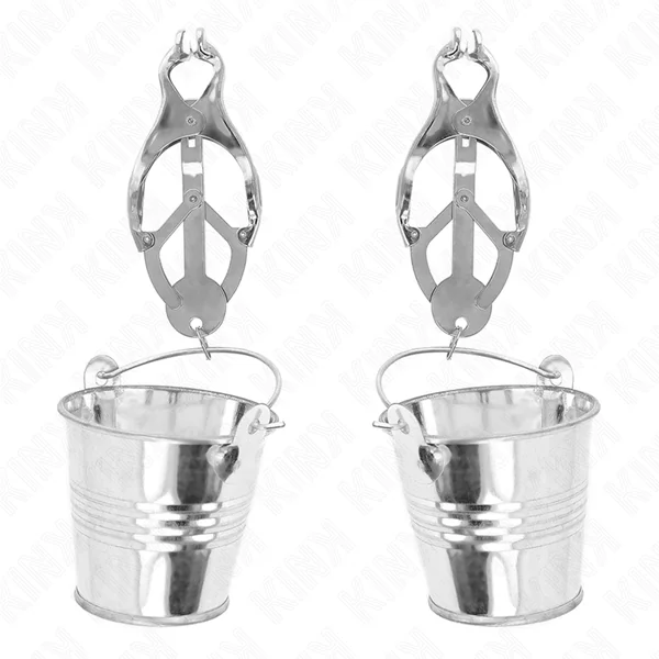 KINK - JAPANESE CLOVER NIPPLE CLAMPS WITH BUCKETS SILVER