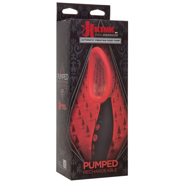 Kink Pumped Rechargeable Automatic Vibrating Pussy Pump - Black-red