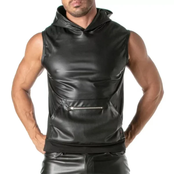 Kinky Zipped Pocket Sleeveless Hoodie – Size : XL