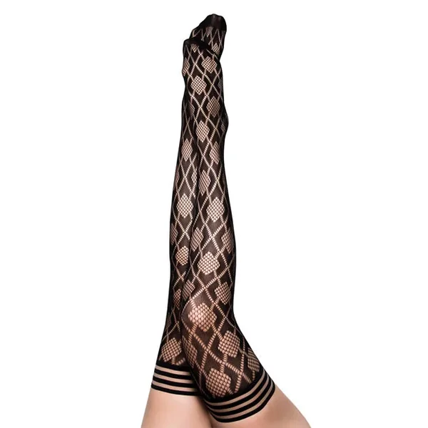 Kix’ies Elle Fishnet Diamond Thigh High Black (Size C)