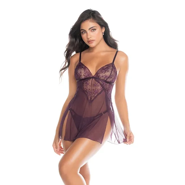 Lace and Mesh Baby Doll w/Thong – Mulberry MD