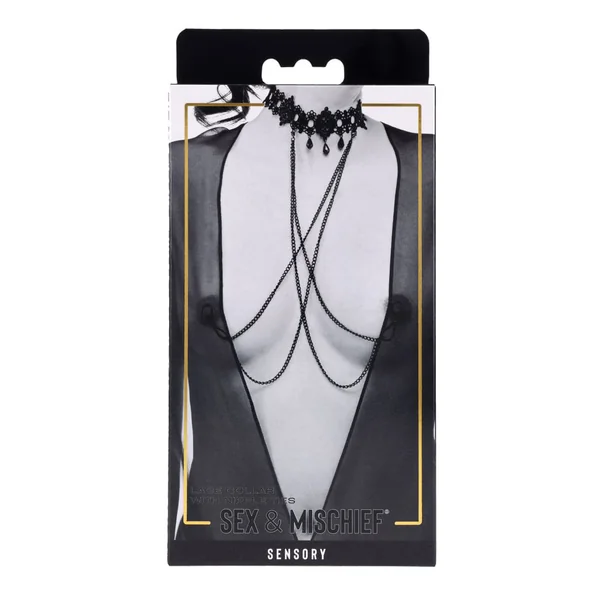 Lace Collar With Nipple Ties