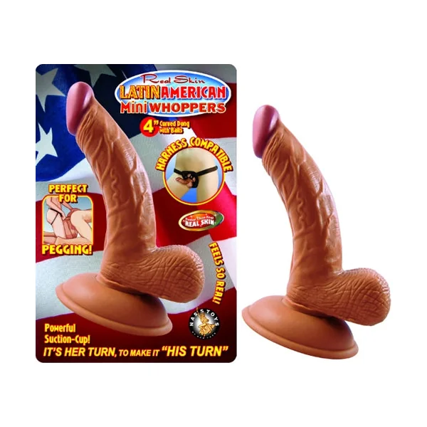 Latin American Mini Whoppers 4-Inch Curved Dong With Balls - Latin