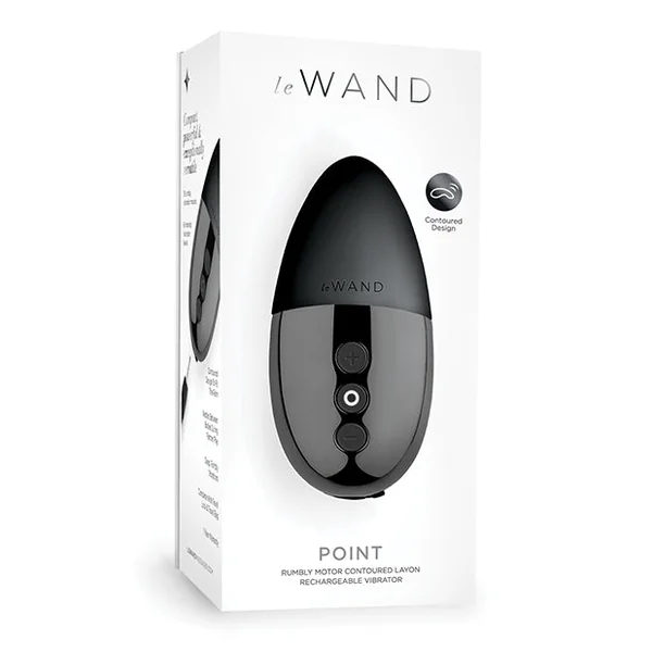 Le Wand Chrome Point Rumbly Motor Contoured Layon Rechargeable Vibrator - Black