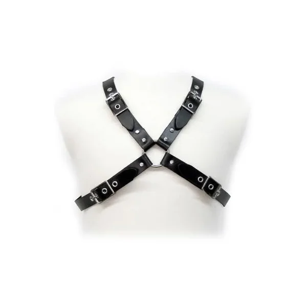LEATHER BODY - BLACK BUCKLE HARNESS FOR MEN