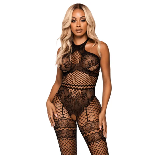 LEG AVENUE – BODYSTOCKING CUELLO HALTER TALLA ÚNICA – NEGRO