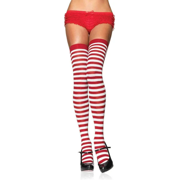 Leg Avenue – Stocking Nylon with Stripes – White & Red