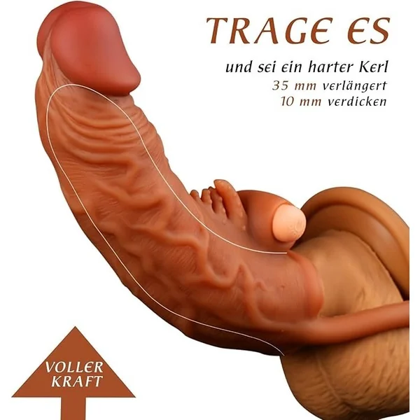 Life Size Vibrating Cock Sleeve Sex Toys for Men - Clit Bullet Stimulator Penis Condom