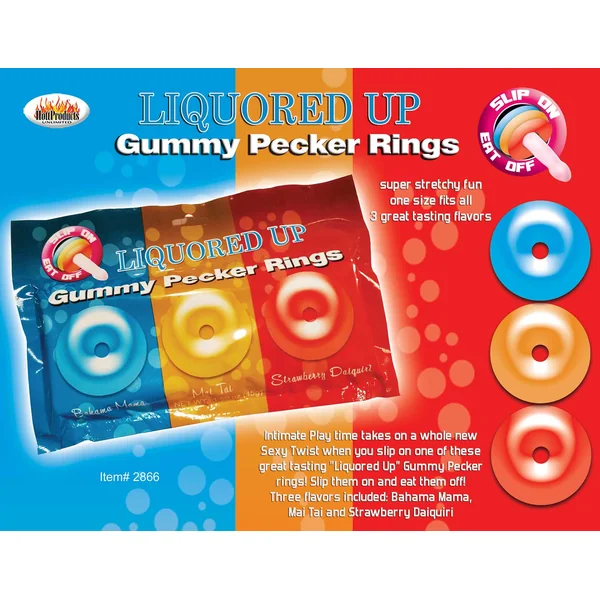 LIQUORED UP PECKER GUMMY RINGS 3PK