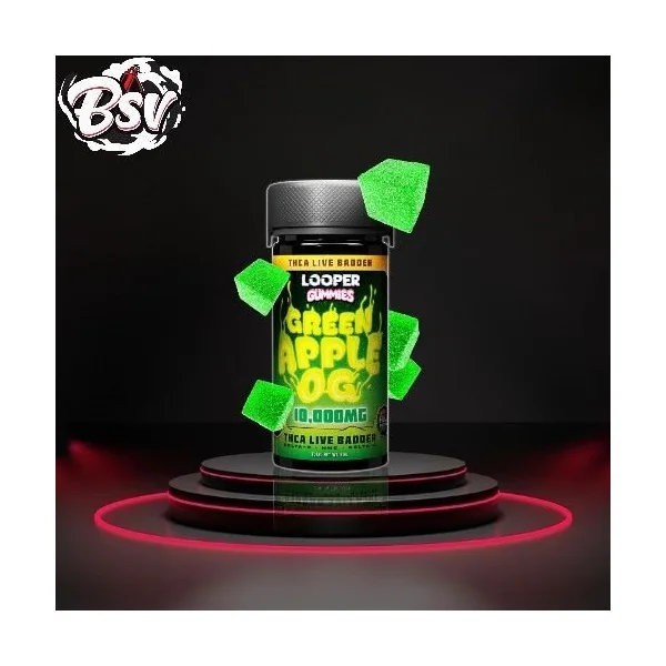 Looper 10,000mg THC-A Live Badder Gummies 20ct Green Apple OG