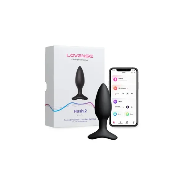 Lovense Hush 2 Bluetooth Remote-Controlled Vibrating Butt Plug, Small, 1.5 In. Max Width