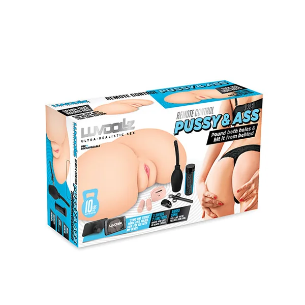 Luvdolz Remote Control Rechargeable Pussy & Ass W-douche - Ivory