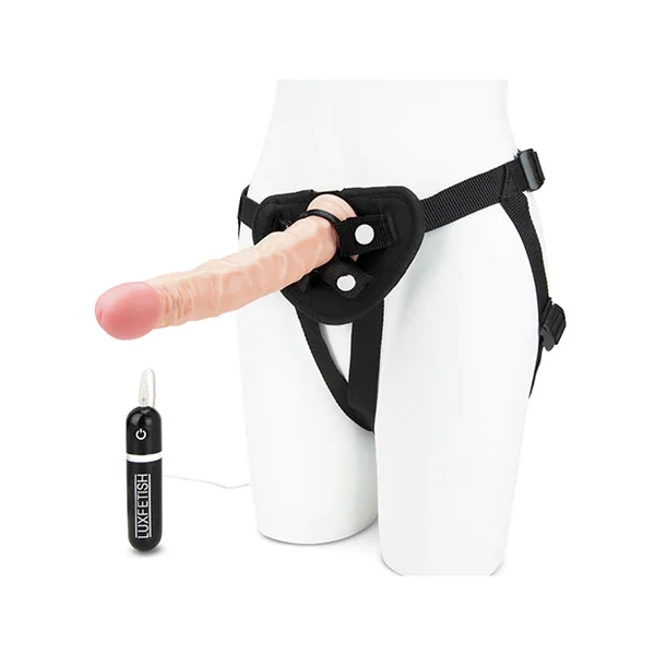 Lux Fetish 8.5 Inch Realistic Vibrating Dildo With Harness Set