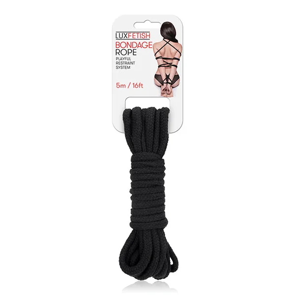 Lux Fetish Bondage Rope - 5m-16 Ft Black