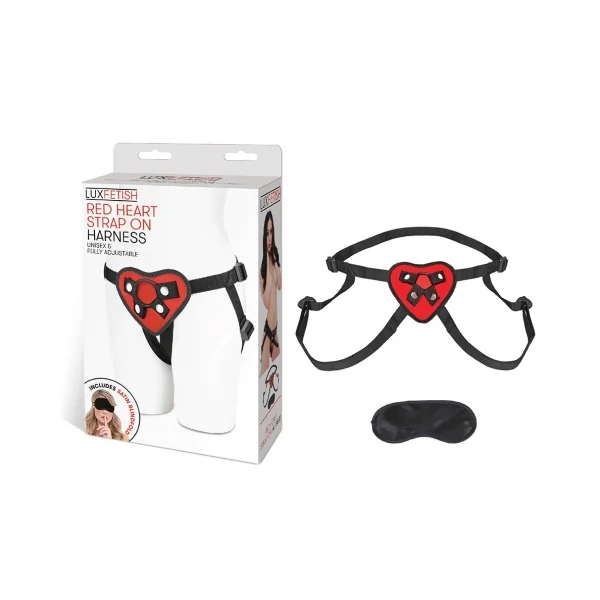 LUX FETISH RED HEART STRAP ON HARNESS