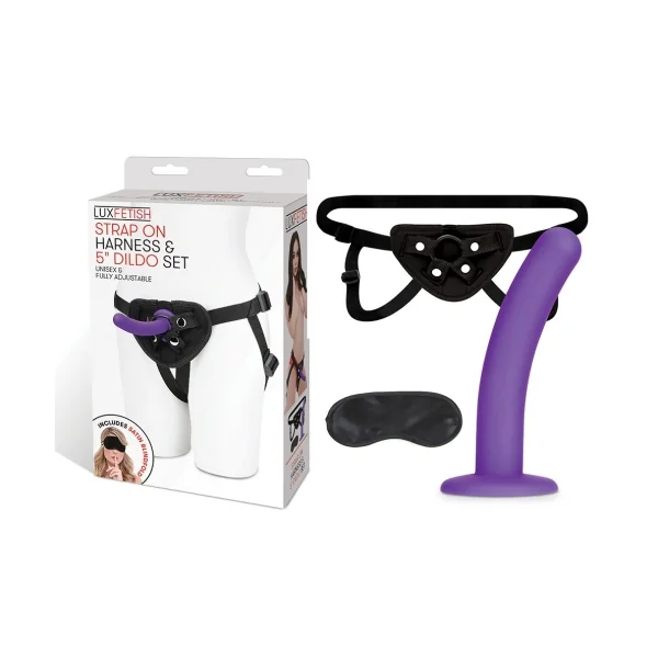 LUX FETISH STRAP ON HARNESS & 5IN DILDO SET