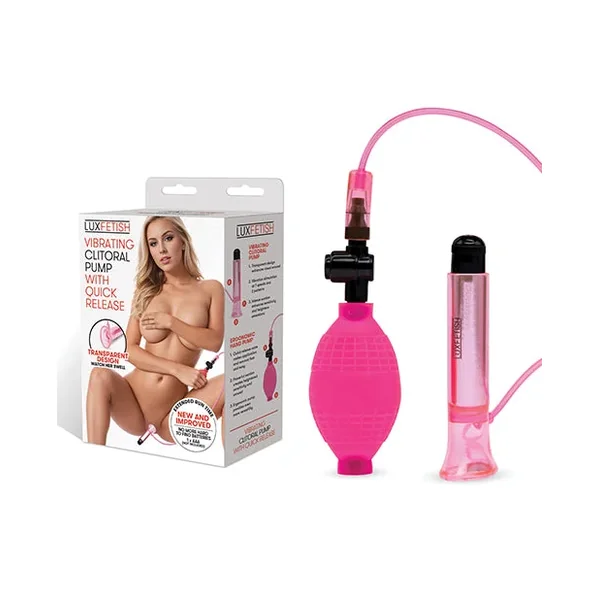Lux Fetish Vibrating Clitoral Pump w/Quick Release – Pink