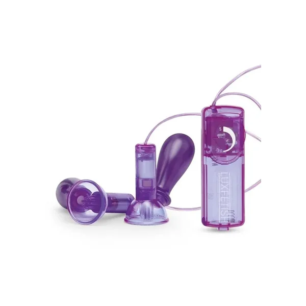 Lux Fetish Vibrating Nipple Suckers Remote Control – Purple