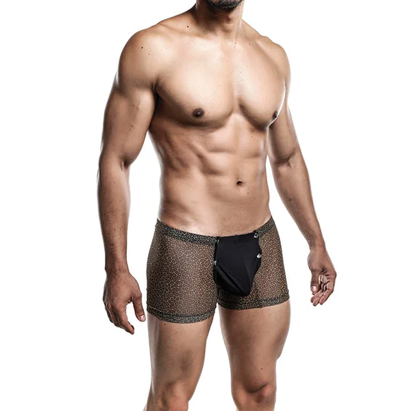 Male Basics Sinful Magic Leopard Pouch Thong Black