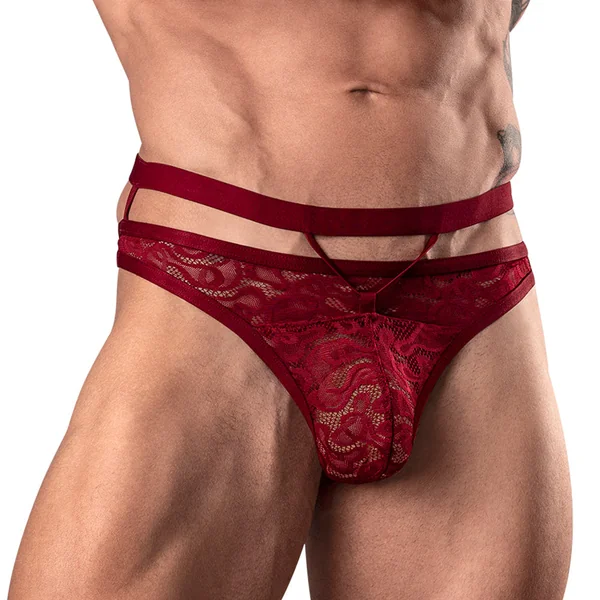 Male Power Lucifer Sheer Lace Strappy Cutout Thong