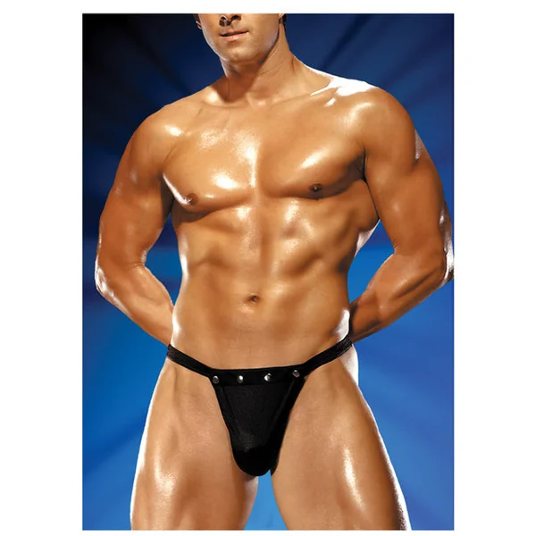 Male Power Rip Off Thong W-studs Black S-m