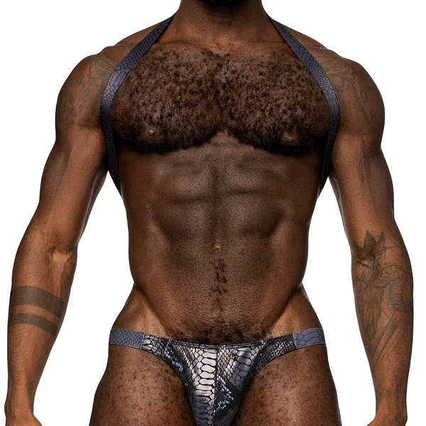 Male Power S'Naked Snakeskin Print Shoulder Sling Harness Thong