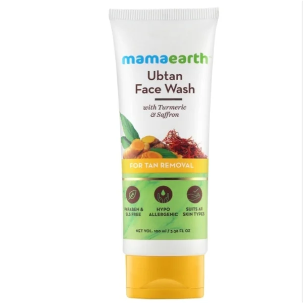 MAMAEARTH UBTAN FACE WASH WITH TUMERIC & SAFFRON FOR TAN REMOVAL (100ml)