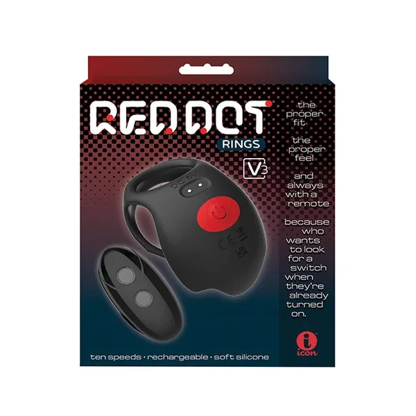 Massive Red Dot Cock Ring V3 – Black