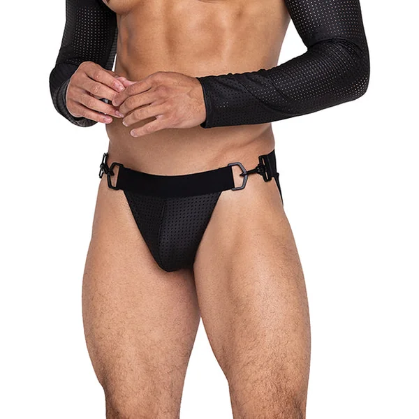 Master Jockstrap W/hook & Ring Closure & Contoured Pouch Black