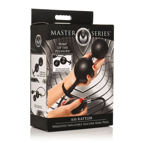 Master Series Ass Rattler Weighted Inflatable Silicone Anal Plug - Black