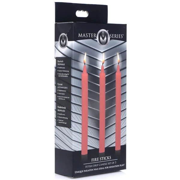 Master Series Fire Sticks Fetish Drip Candles - Red (3 Pack)