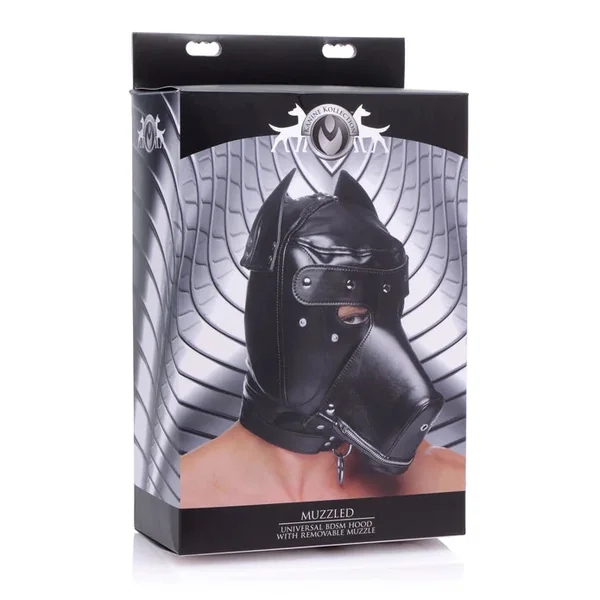 Master Series Muzzled Universal BDSM Hood with Removable Muzzle