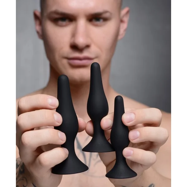 MASTER SERIES TRIPLE SPIRE TAPERED SILICONE ANAL TRAINER 3PC SET