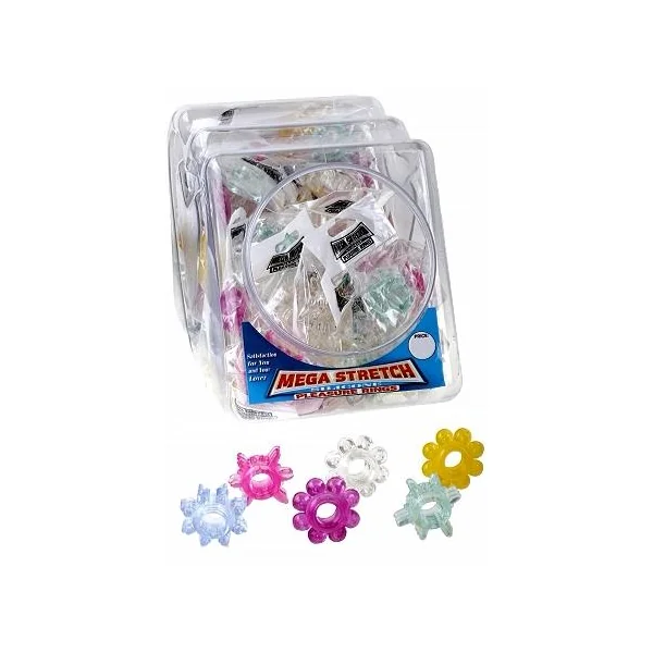 MEGA STRETCH SILICONE PLEASURE RING(72/BOWL) ASST