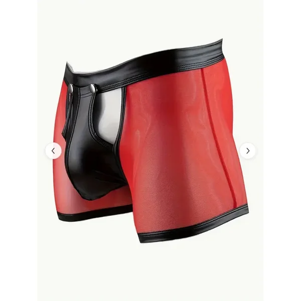 Men’s Detachable Crotch Mesh Boxer Briefs Red