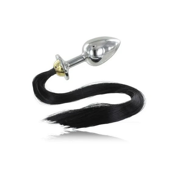 METAL HARD - STEEL ANAL PLUG WITH TAIL 8.89CM