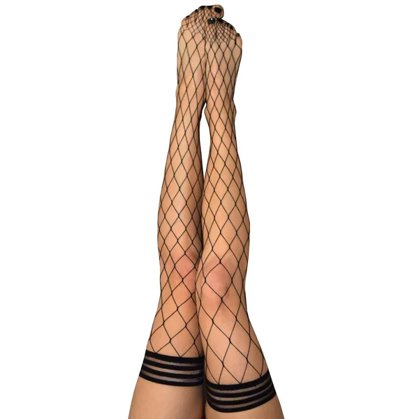 Michelle - Fishnet Thigh High - Size a - Black