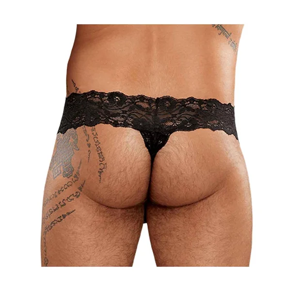 MICRO THONG SCANDAL LACE BLACK LARGE/ XL