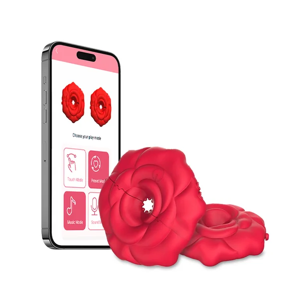 MizzZee Rose 9 Vibrations Nipple Clamps with Chain Necklace