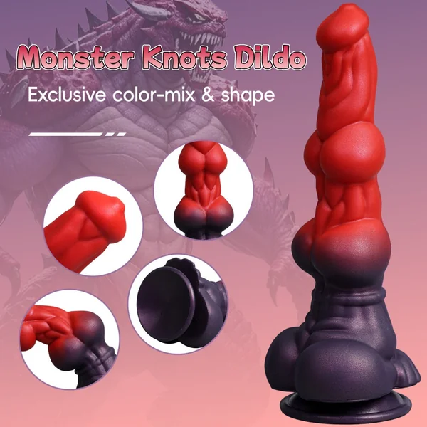 Monster Fantasy Dog Dildo with Suction Cup – Knot-Locking Vaginal Expansion Sex Toy