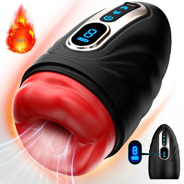 Mouth-Wrapped Penis Trainer Vibrator with Heating Rod