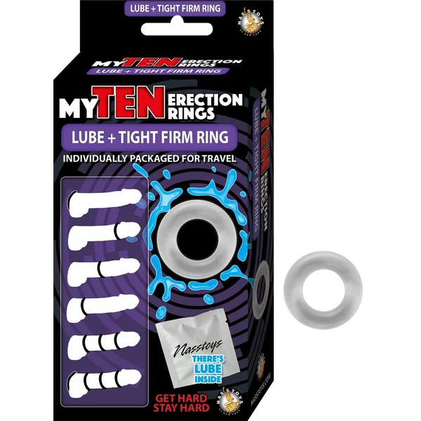 My Ten Erection Rings Lube + Tight Firm Ring - Clear