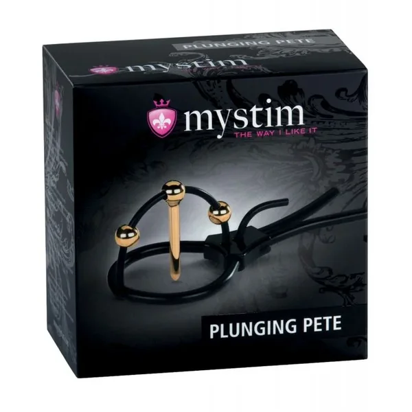 Mystim Plunging Pete w/Corona Strap & Urethral Sound – Black/Gold